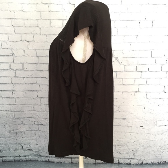 RXB Ruffled Side Cap Sleeve Black Top Size Medium - Picture 5 of 8